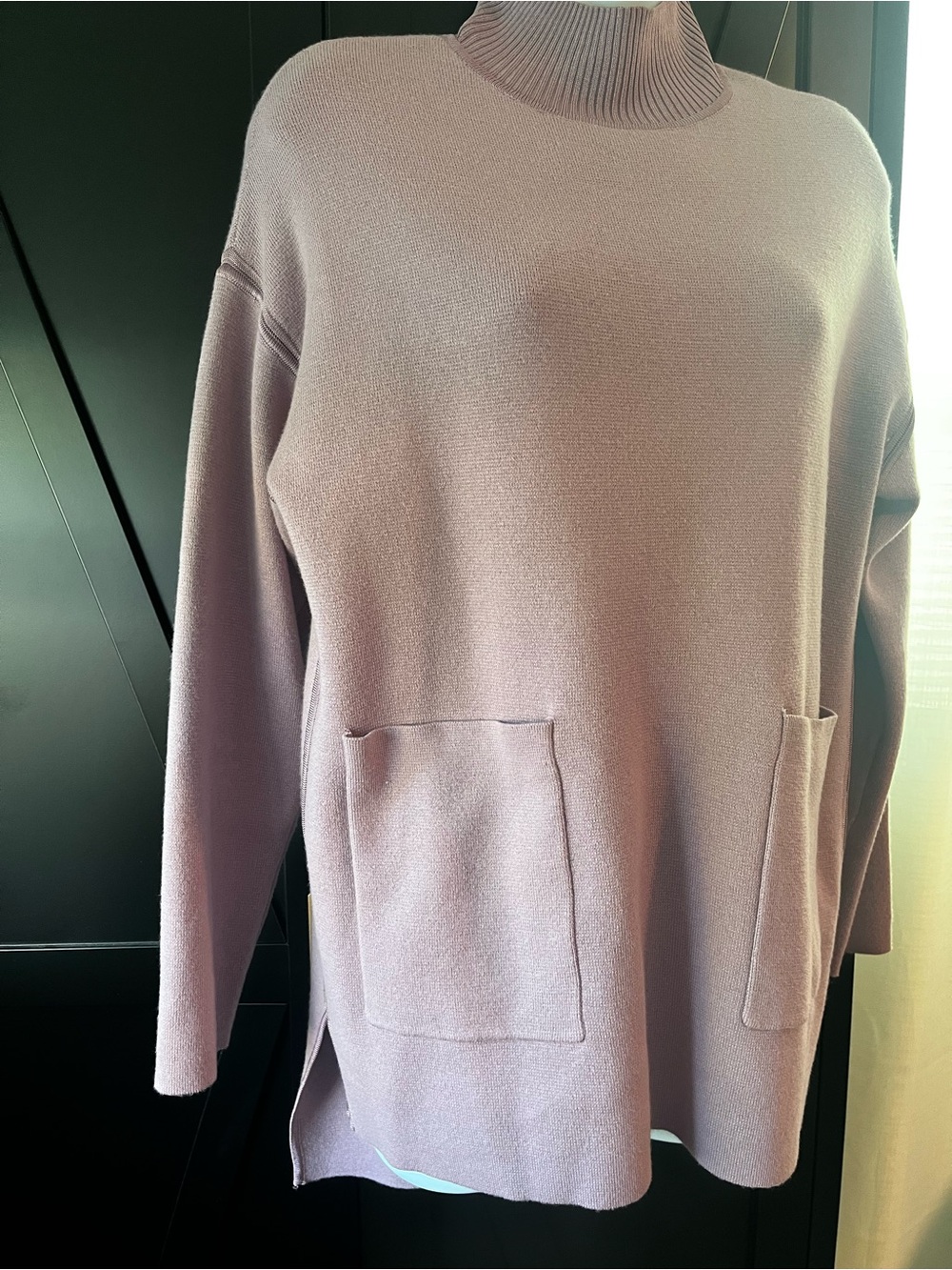 Chico's Dusty Mauve Turtleneck Sweater with Front Pockets